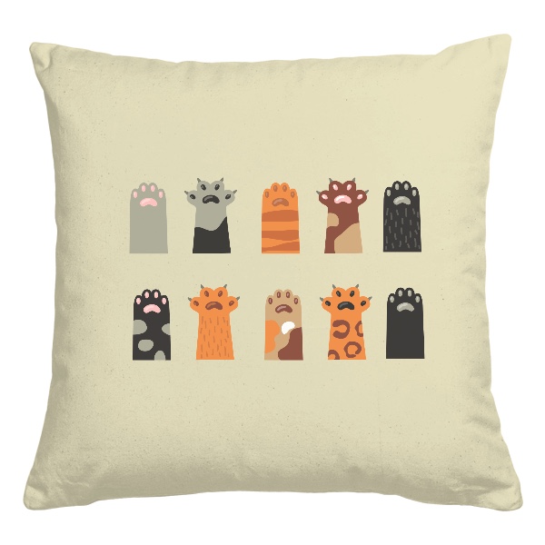 Polštář bavlněný  s potiskem Kočičí tlapky