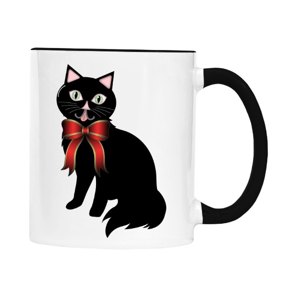 Hrnek malý barevný s potiskem Kočička s mašličkou