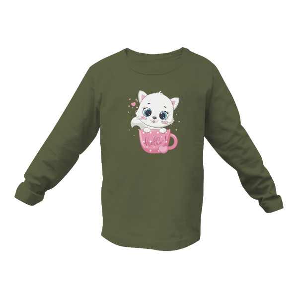 Tričko s potiskem Kočička v hrnečku