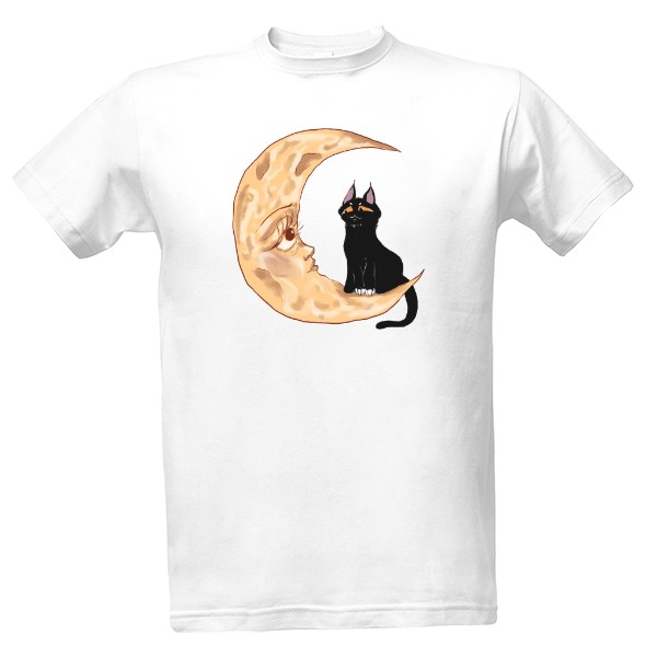 Tričko s potiskem Kočka na měsíci