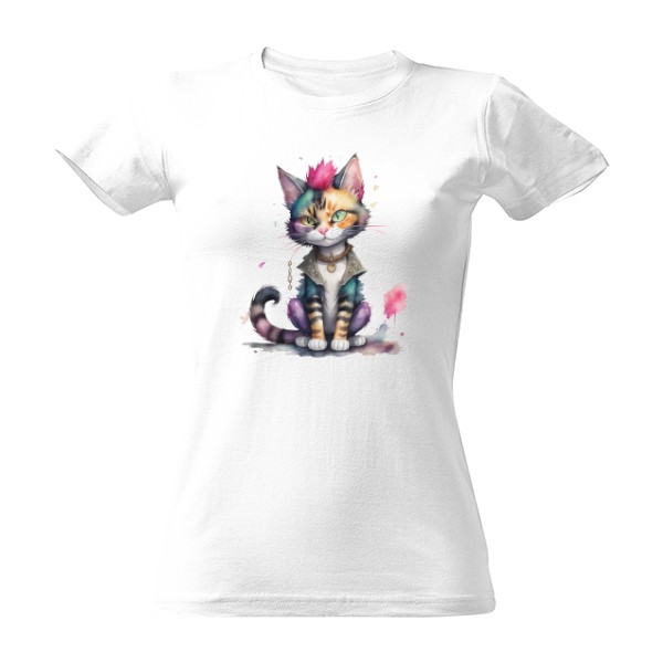 Tričko s potiskem kočka punkáč