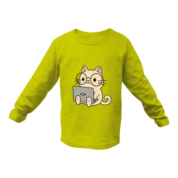 Tričko s potiskem Kočka s počítačem