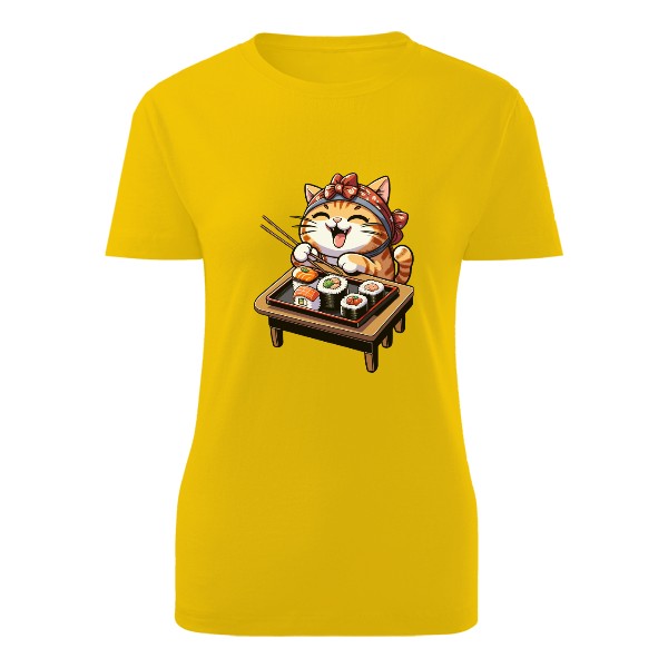 Tričko s potiskem Kočka sushi