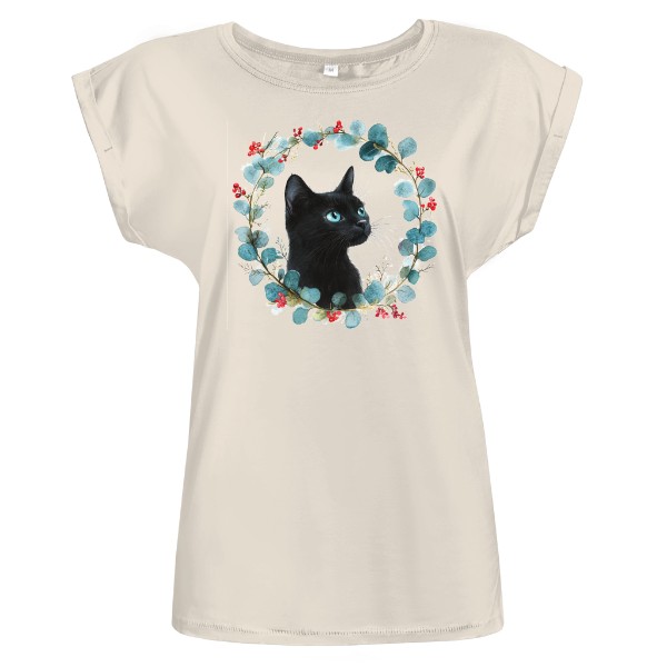 Tričko s potiskem Kočka v eukalyptu