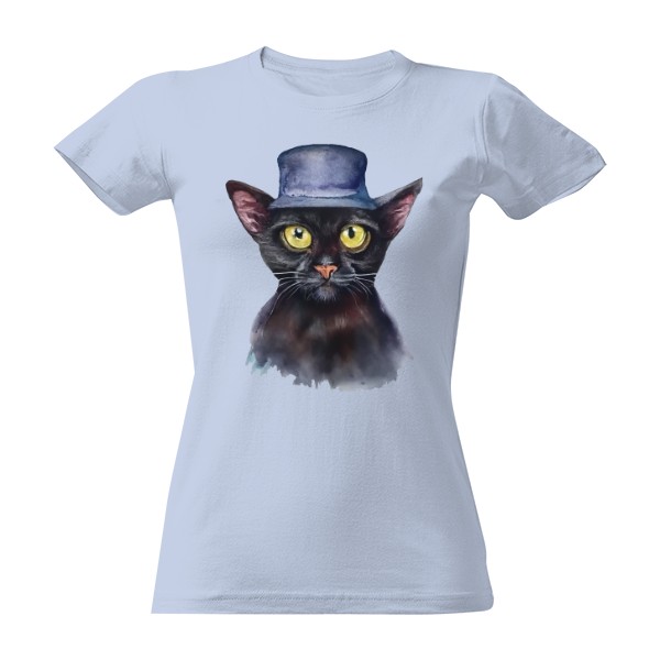 Tričko s potiskem Kočka v klobouku