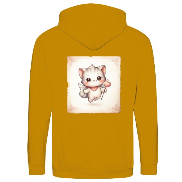 Mikina na zip unisex s potlačou Kočka valentýnek