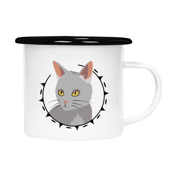 Plecháček - smaltový lem s potiskem Kočka