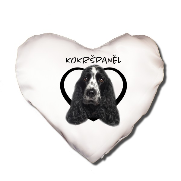 Polštář SRDCE s potiskem Kokršpaněl