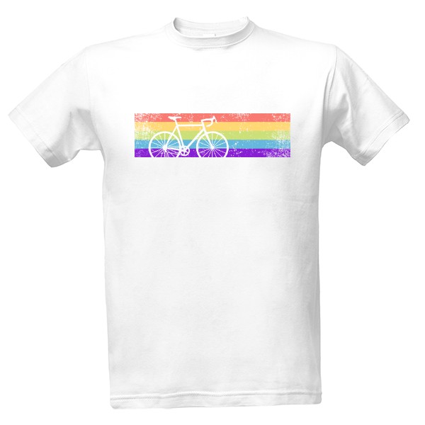 Tričko s potiskem Kolo v popředí barevných pruhů