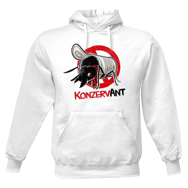 Pánská mikina s kapucí s potiskem KonzervANT