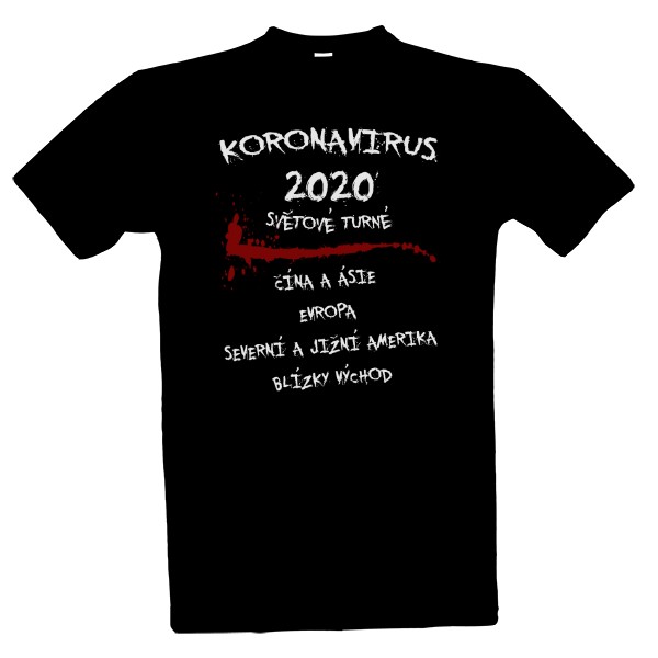Tričko s potiskem Koronavirus světové turné bílý text