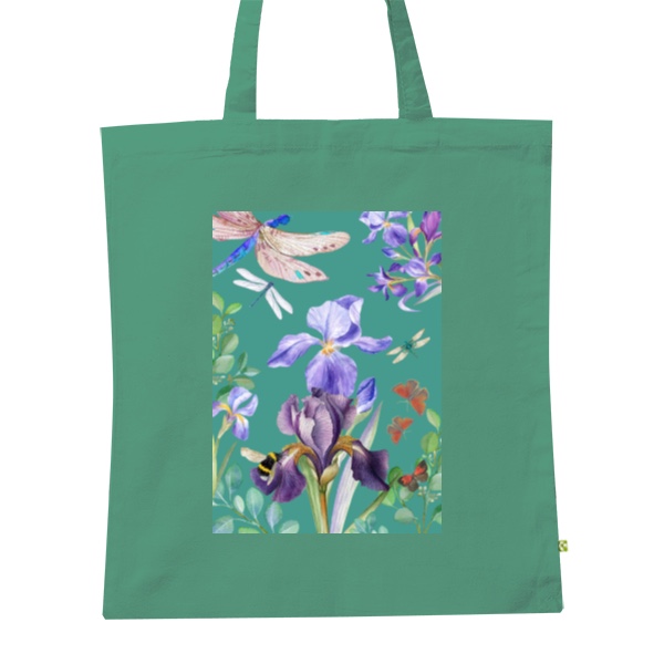 BIO plátěná taška s potiskem Kosatec vážky green taška