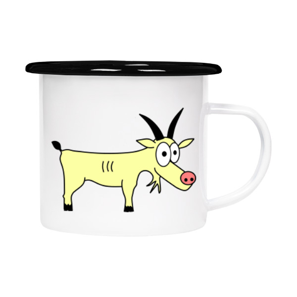 Tin mug - enamel hem s potiskem Kozel Eda plecháček