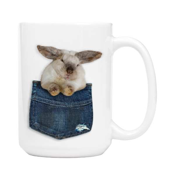 Hrnek velký s potiskem králík v kapse 2