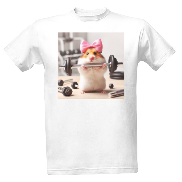 Křeček s mašlí v posilovně