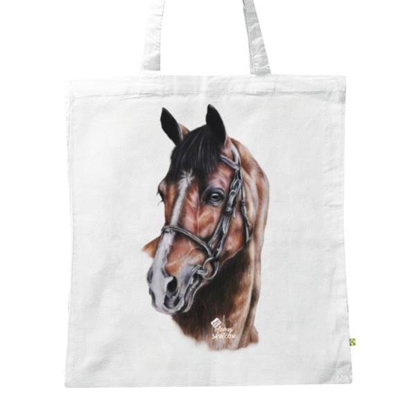 BIO plátěná taška s potiskem Kresba koně