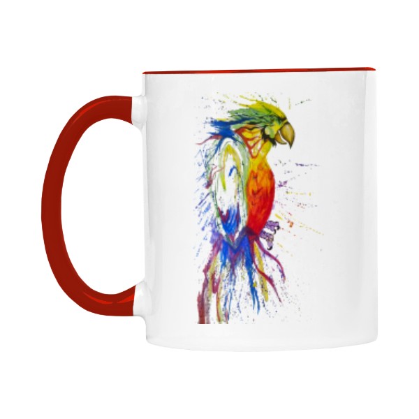 Hrnek malý barevný s potiskem Kresba barevného papouška