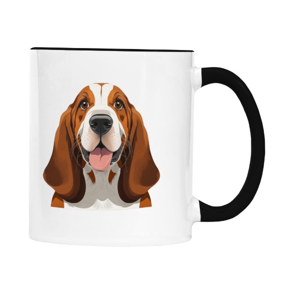 Hrnek malý barevný s potiskem Kreslený Basset