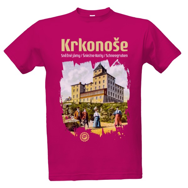 Tričko s potiskem Krkonoše / Sněžné jámy 001 / Fuchsia