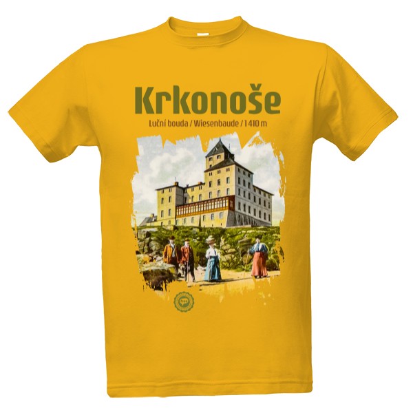 Tričko s potiskem Krkonoše / Sněžné jámy 001 / Gold