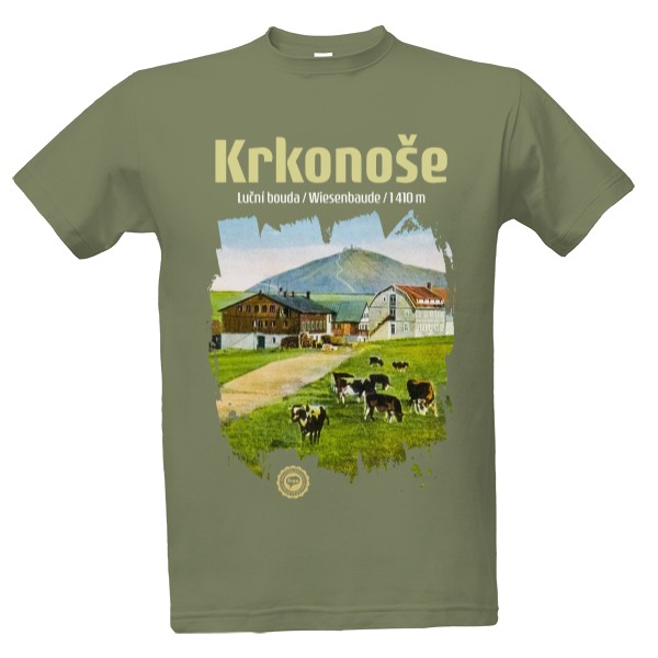 Tričko s potiskem Krkonoše / Luční bouda 002 / Army