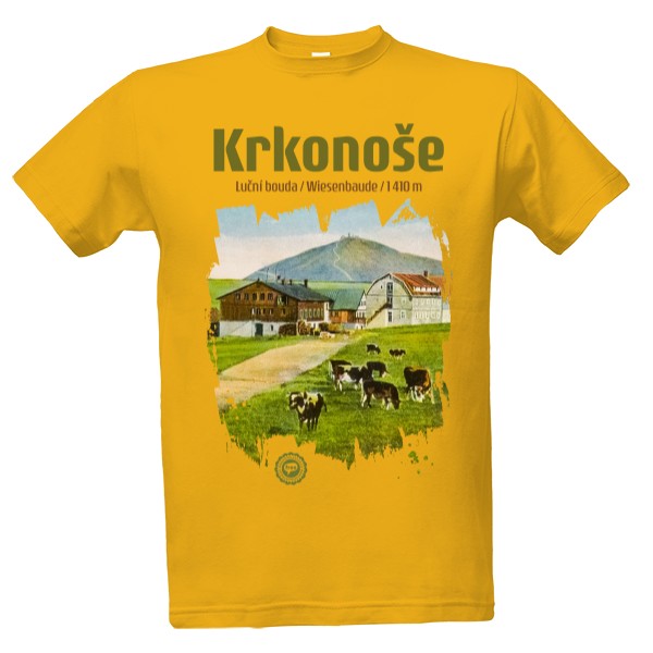 Tričko s potiskem Krkonoše / Luční bouda 002 / Gold