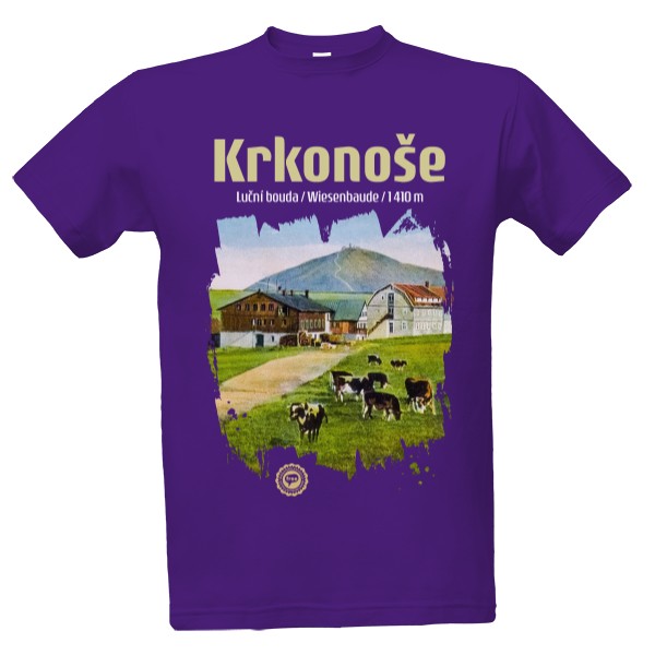 Tričko s potiskem Krkonoše / Luční bouda 002 / Purple