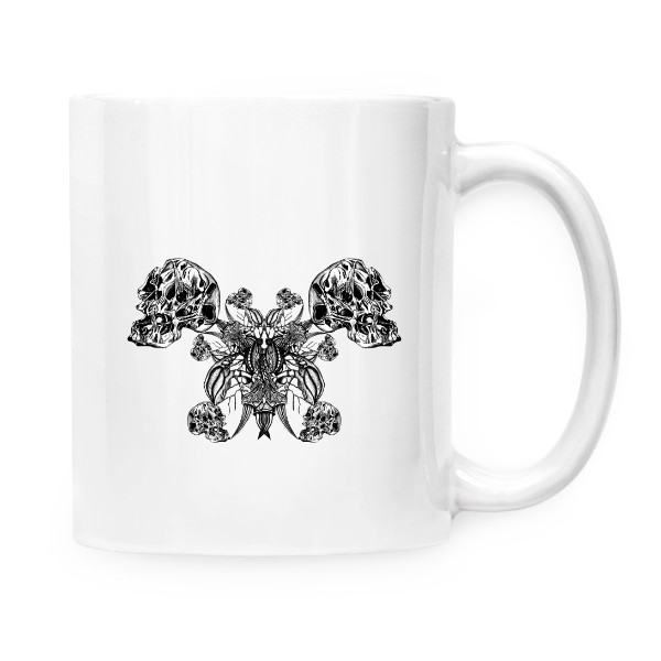 Cup white s potiskem Flower from skulls