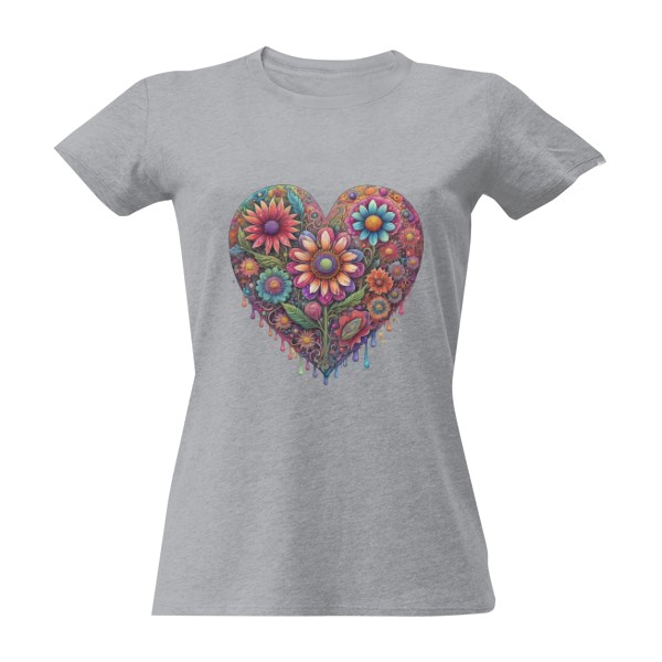 Tričko s potiskem Květinové srdce
