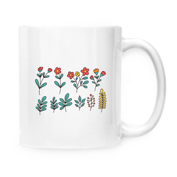 Hrnek malý bílý s potiskem Květiny