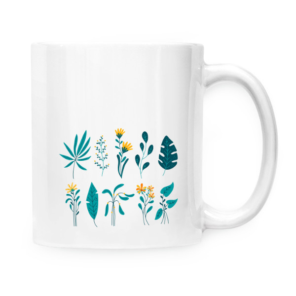 Hrnek malý bílý s potiskem Květy