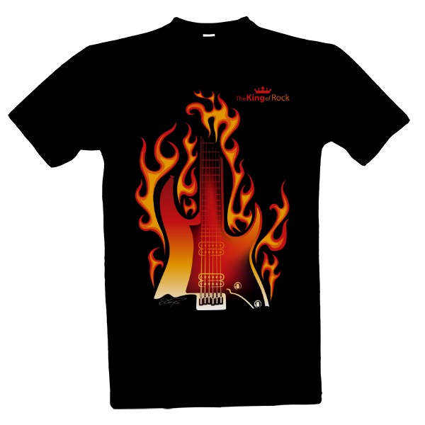 Tričko s potiskem Kytara v plamenech