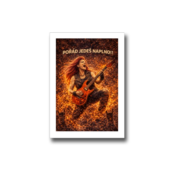 Přáníčko s potiskem Kytaristka