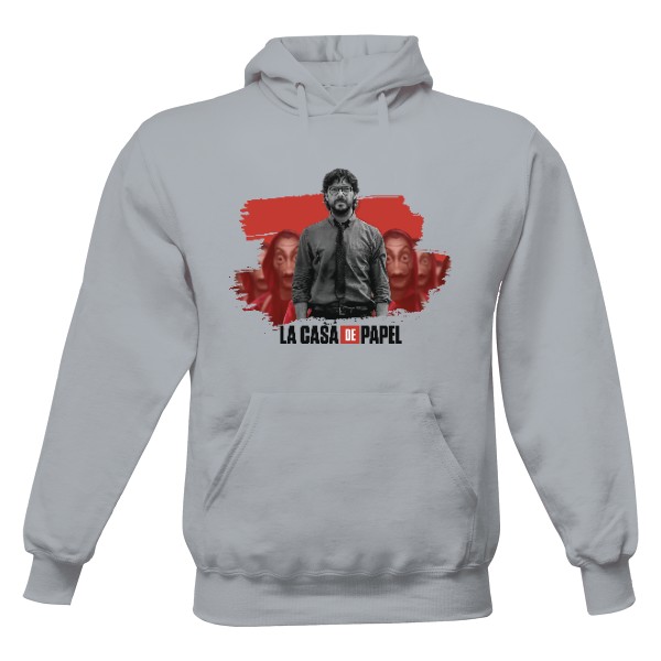 Pánská mikina s kapucí Just Hoods s potiskem La Casa de Papel Profesor