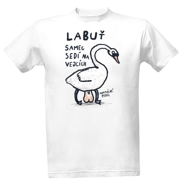 Tričko s potiskem Labutí samec sedí na vejcích