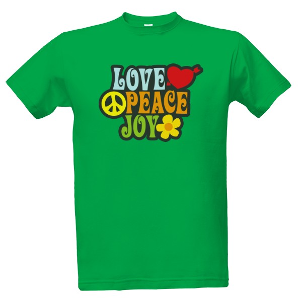Tričko s potiskem Láska Mír Radost s cool potiskem z dob květinových dětí