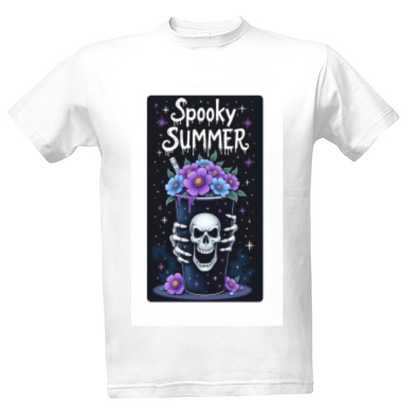 Tričko s potiskem Lebka drink květina