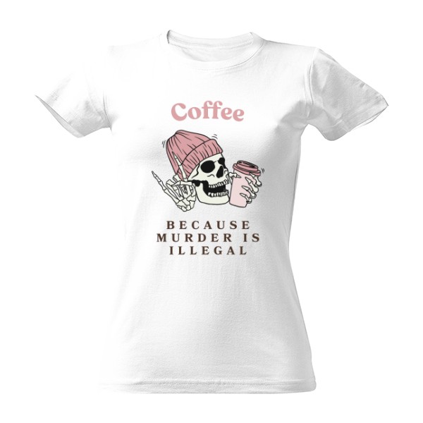 Tričko s potiskem Lebka pijící kafe