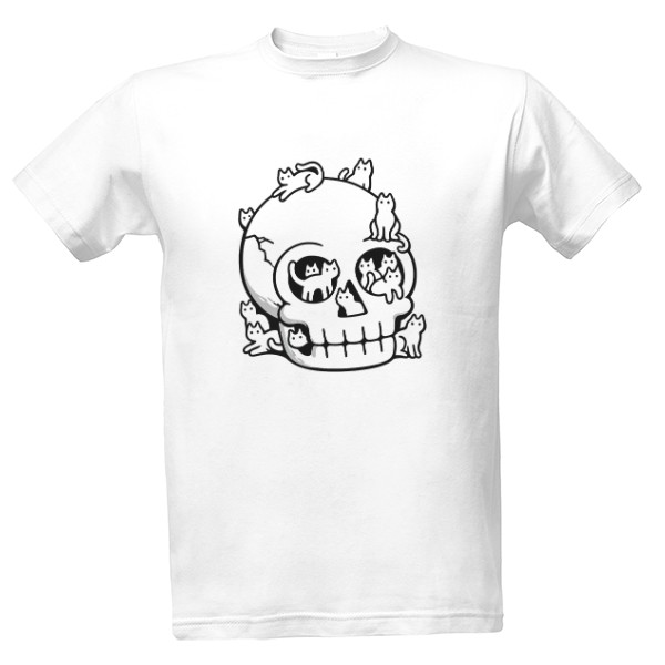 Tričko s potiskem Lebka s Kočičkami