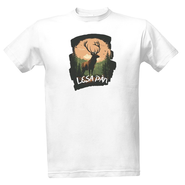 Lesa pán - silueta jelena při západu slunce