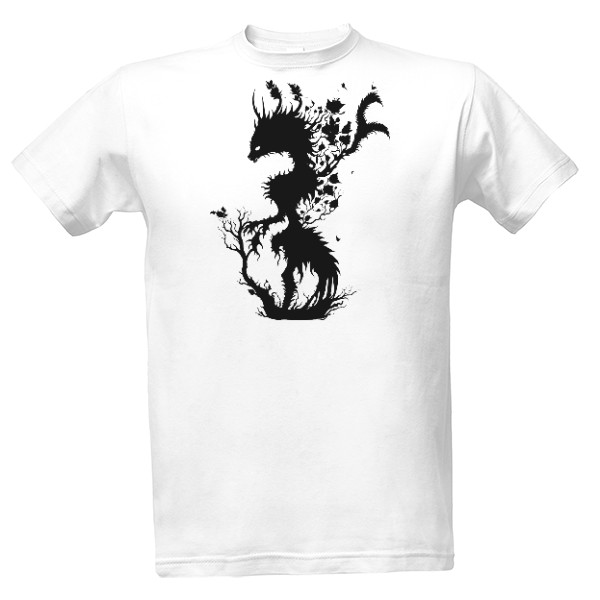 Tričko s potiskem Lesní bytost - černá