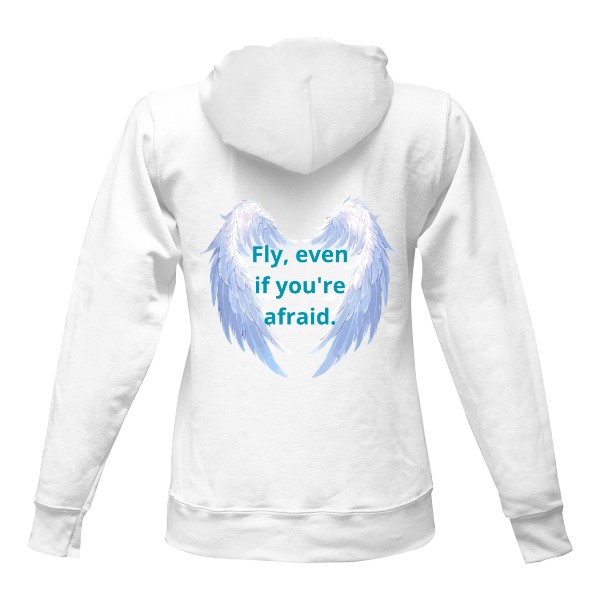 Dámská mikina s kapucí s potiskem Leť, i když se bojíš 