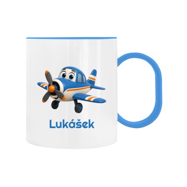 Dětský hrnek plastový  s potiskem Letadýlko se jménem