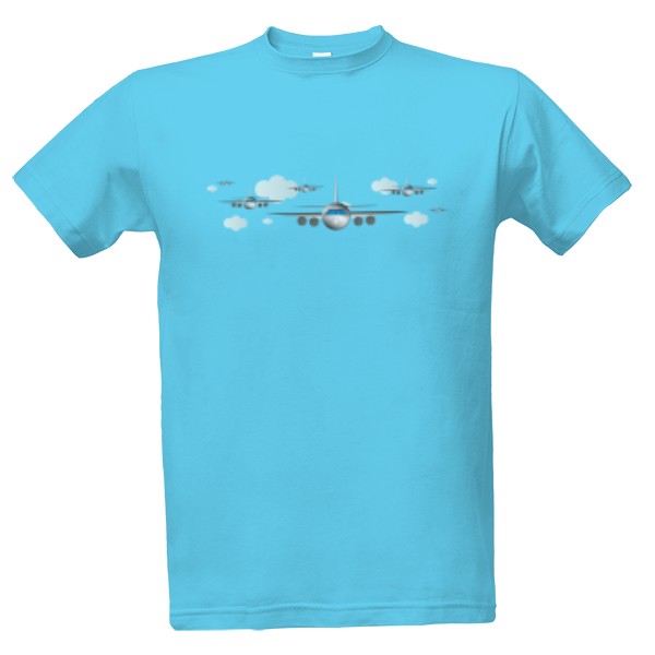 Tričko s potiskem Letec, pilot, letadlo v oblacích