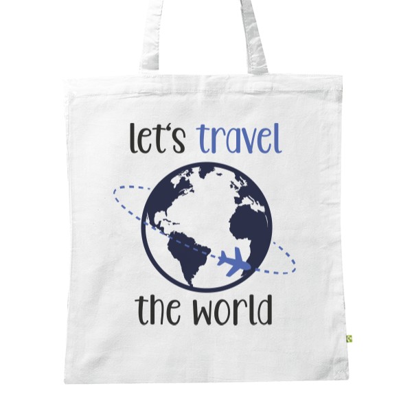 BIO plátěná taška s potiskem Let's travel