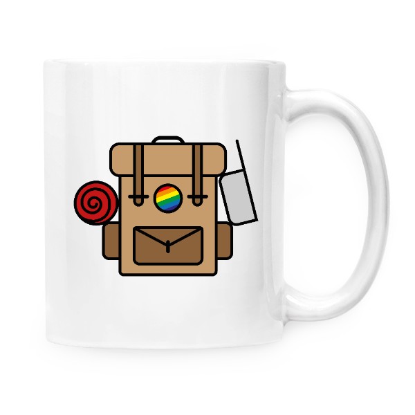 Hrnek malý bílý s potiskem LGBT cestovatel