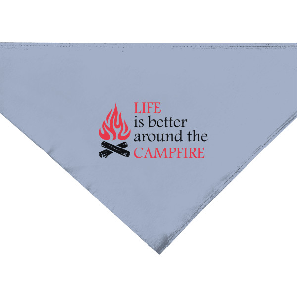 Bavlněný trojcípý šátek s potiskem Life around the campfire