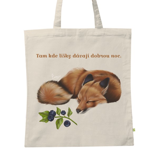 BIO plátěná taška s potiskem Liška a Borůvky