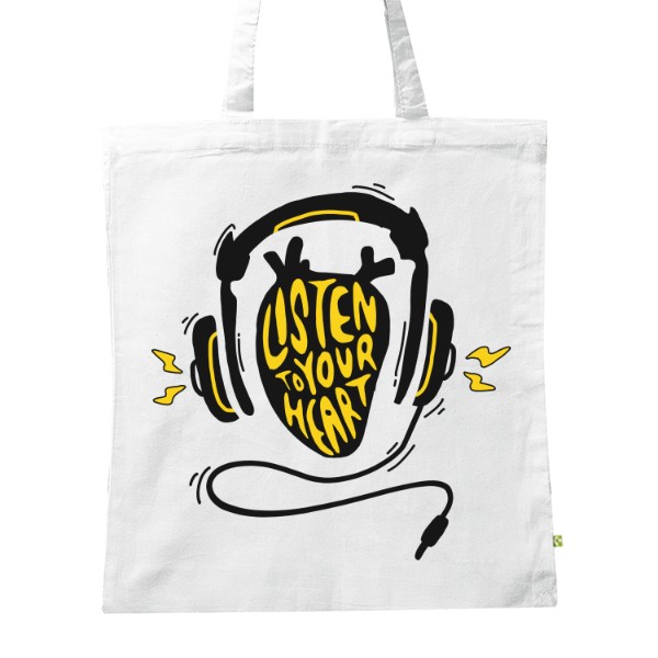 BIO Shopping Bag s potiskem Listen to your heart