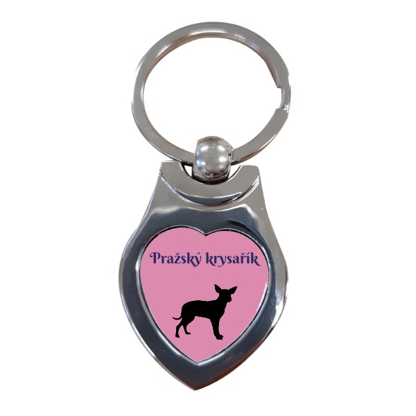 Heart keychain s potiskem Little Prague rat